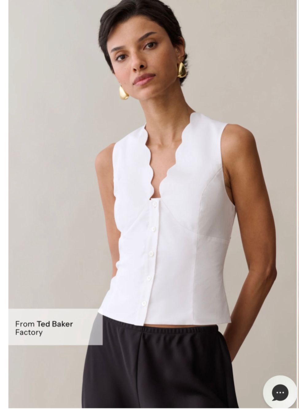 Women's Kourt White Scalloped V-Neck Sleeveless Blouse Size XS